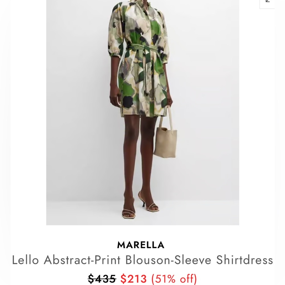 Marella "Lello" abstract-print shirtdress Size 8/Italian 44 - NWOT